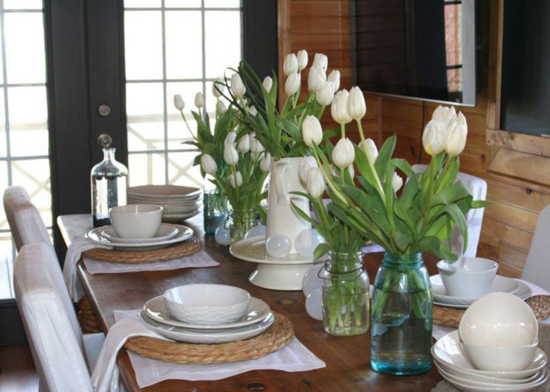 تزیین میز ناهار خوری گلدان-تزیین میز ناهار خوری با گلدان-