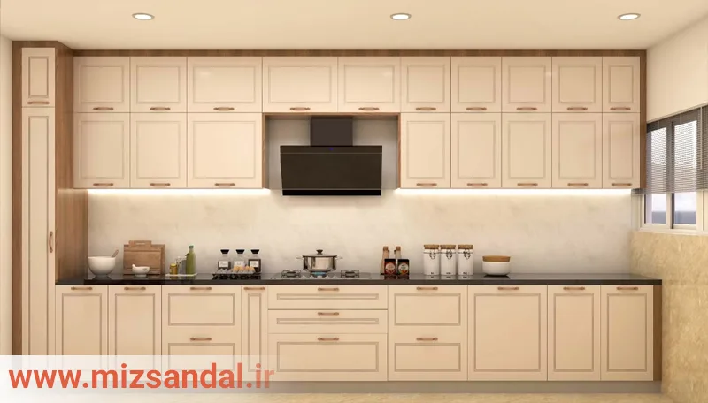 مدلهای کابینت آشپزخانه کرمی با طرح زیبا برای آشپزخانه